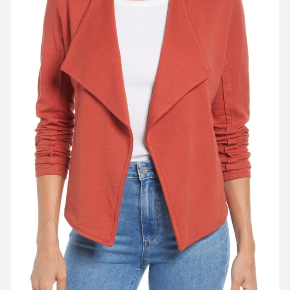 Caslon Drape Collar Knit Blazer in rust spice